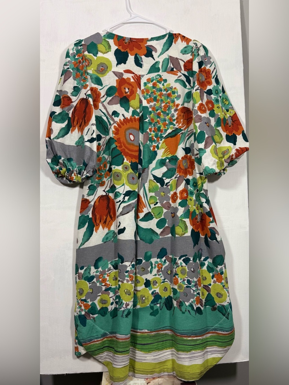 Cynthia Rowley Green, Orange & Gray Floral Midi Dress - Picture 3 of 16